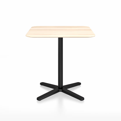 2 Inch Outdoor Cafe Table - X Base by Emeco - Accoya Wood Top / Black Aluminium Base / 76x76