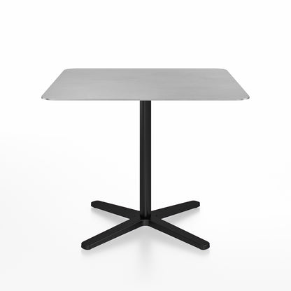 2 Inch Outdoor Cafe Table - X Base by Emeco - Aluminium Top / Black Aluminium Base / 91x91
