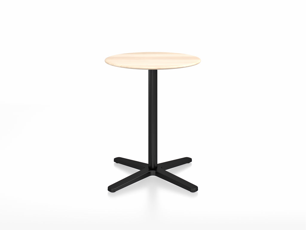 2 Inch Outdoor Cafe Table - X Base by Emeco - Accoya Wood Top / Black Aluminium Base / Diameter 60