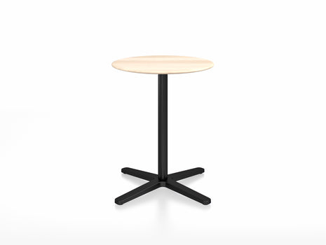 2 Inch Outdoor Cafe Table - X Base by Emeco - Accoya Wood Top / Black Aluminium Base / Diameter 60