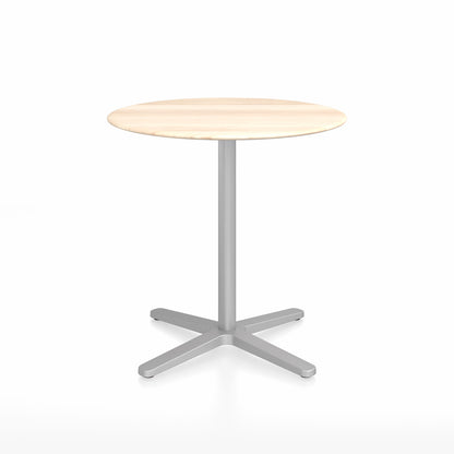 2 Inch Outdoor Cafe Table - X Base by Emeco - Accoya Wood Top / Aluminium Base / Diameter 76