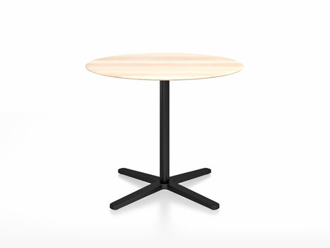 2 Inch Outdoor Cafe Table - X Base by Emeco - Accoya Wood Top / Black Aluminium Base / Diameter 91