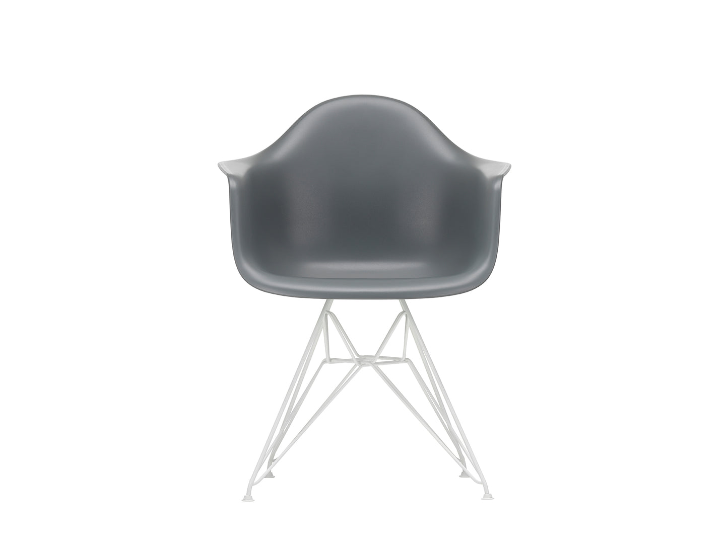 Eames DAR Plastic Armchair RE by Vitra - 56 Granite Grey  Shell / White Base