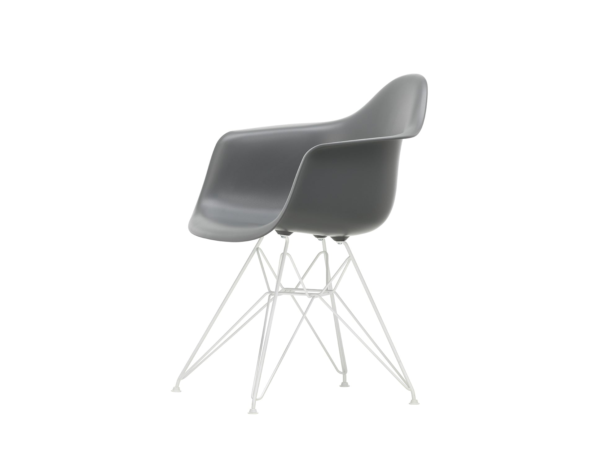 Eames DAR Plastic Armchair RE by Vitra - 56 Granite Grey Shell / White Base