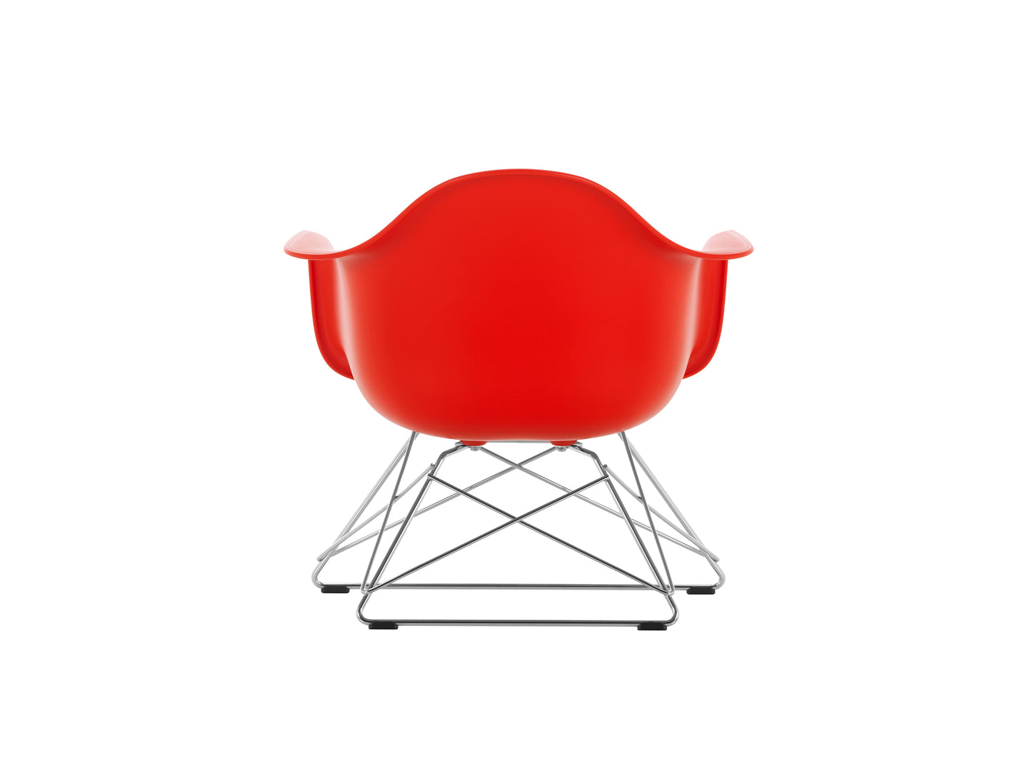 Eames Plastic Armchair LAR by Vitra - Poppy Red 03 Shell / Chrome-Plated Steel Base