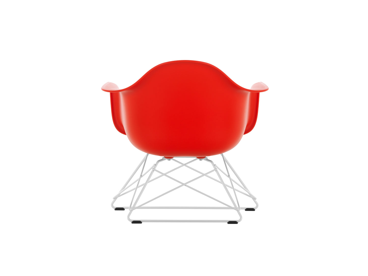 Eames Plastic Armchair LAR by Vitra - Poppy Red 03 Shell / White Powder-Coated Steel