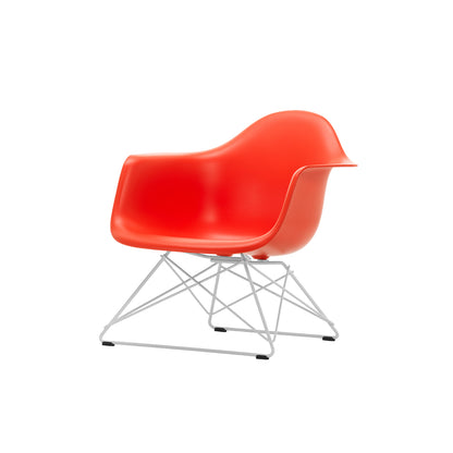 Eames Plastic Armchair LAR by Vitra - Poppy Red 03 Shell / White Powder-Coated Steel