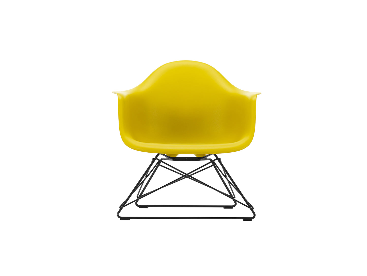 Eames Plastic Armchair LAR by Vitra - Mustard 34 Shell / Basic Dark Powder-Coated Steel Base