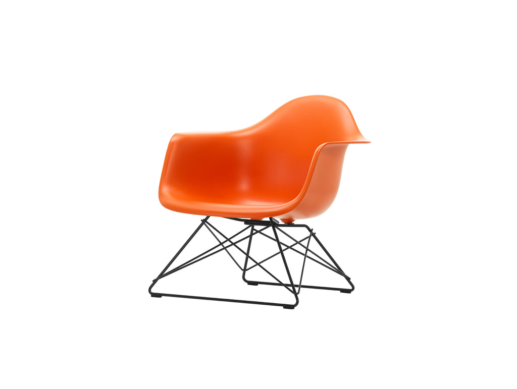 Eames Plastic Armchair LAR by Vitra - Rusty Orange 43 Shell / Basic Dark Powder-Coated Steel Base