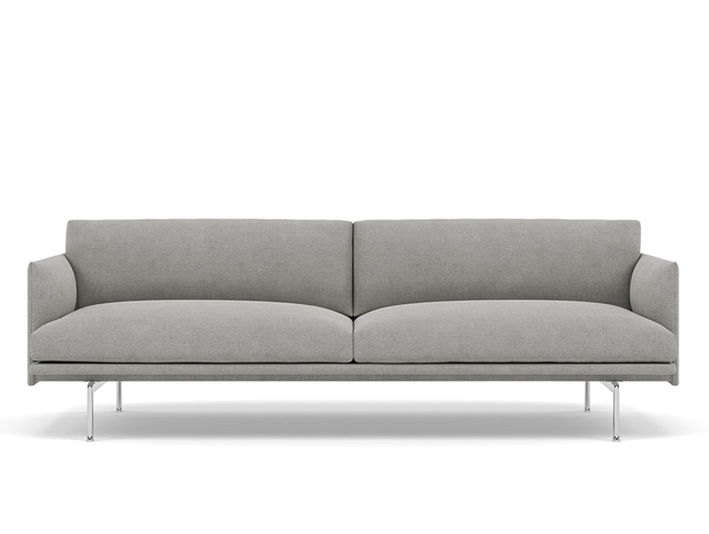 Muuto Outline 3 Seater Sofa - Polished Aluminium Base / fiord 151