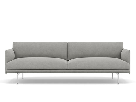 Muuto Outline 3 Seater Sofa - Polished Aluminium Base / fiord 151