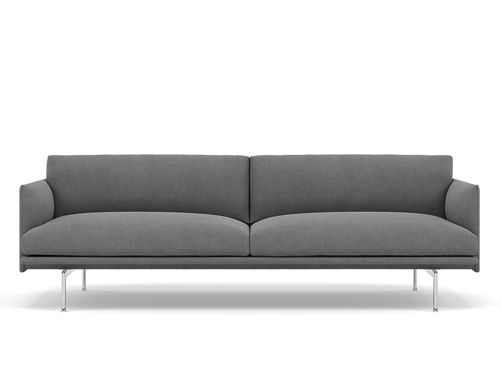 Muuto Outline 3 Seater Sofa - Polished Aluminium Base / fiord 171
