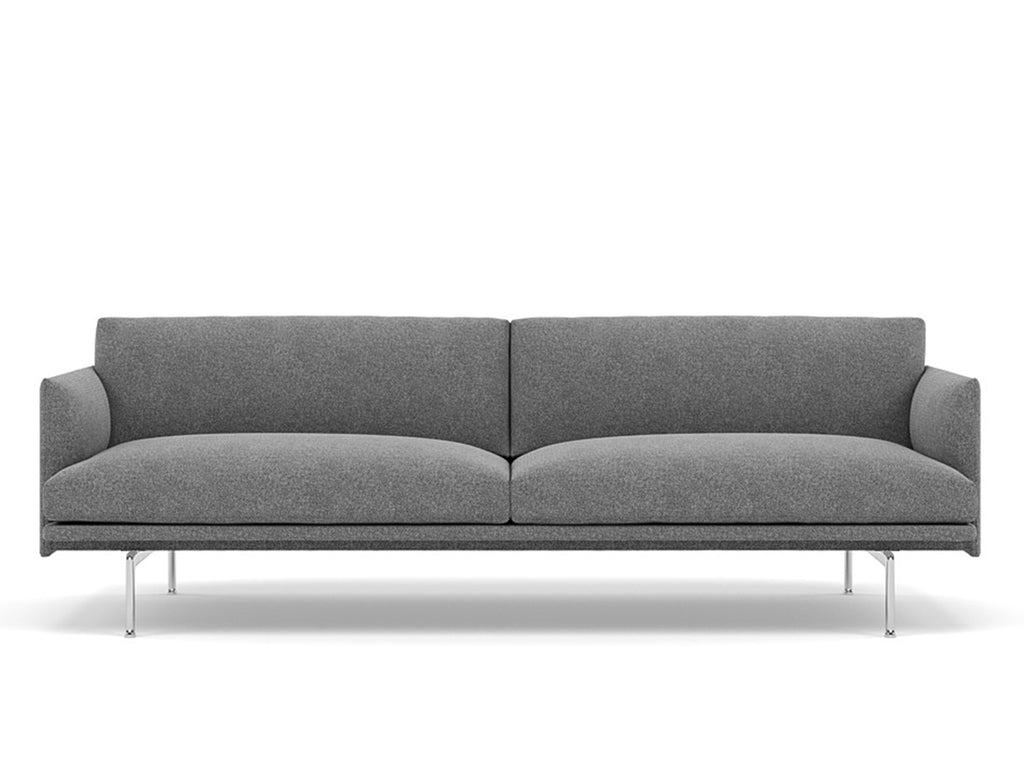 Muuto Outline 3 Seater Sofa - Polished Aluminium Base / hallingdal 166