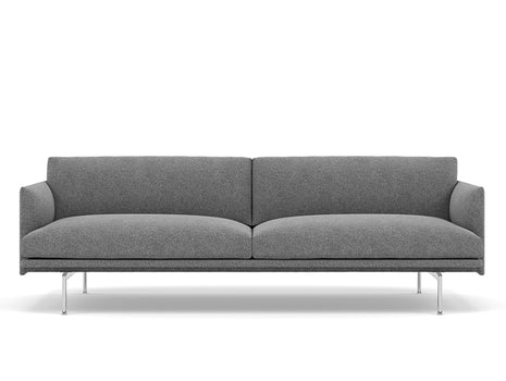 Muuto Outline 3 Seater Sofa - Polished Aluminium Base / hallingdal 166