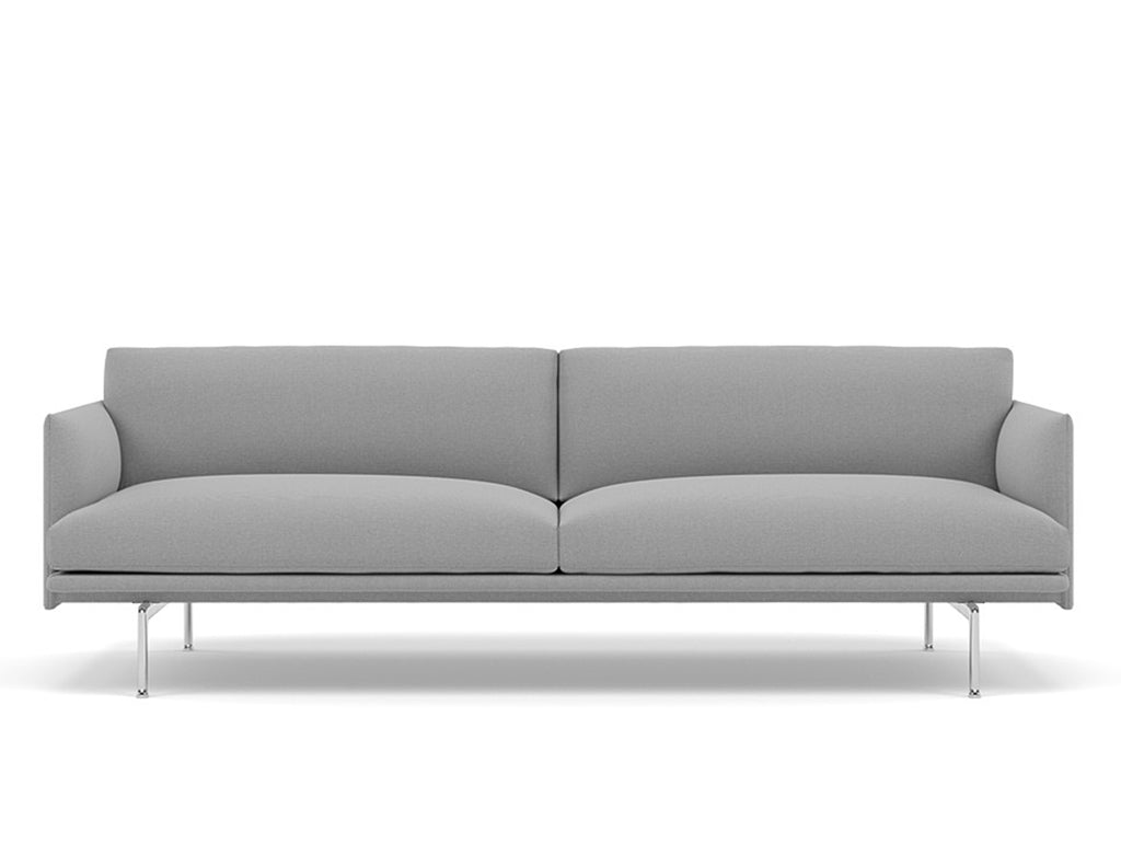 Muuto Outline 3 Seater Sofa - Polished Aluminium Base / steelcut trio 133