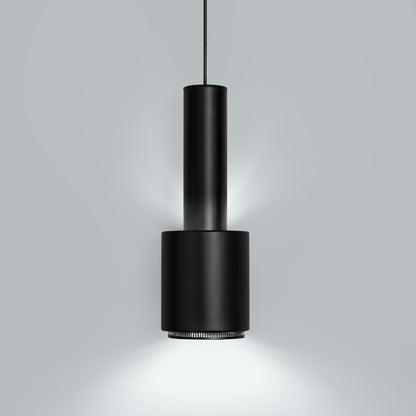A110 Hand Grenade Pendant Light by Artek - Black Powder Coated Steel Shade with Black Lacquered Ring