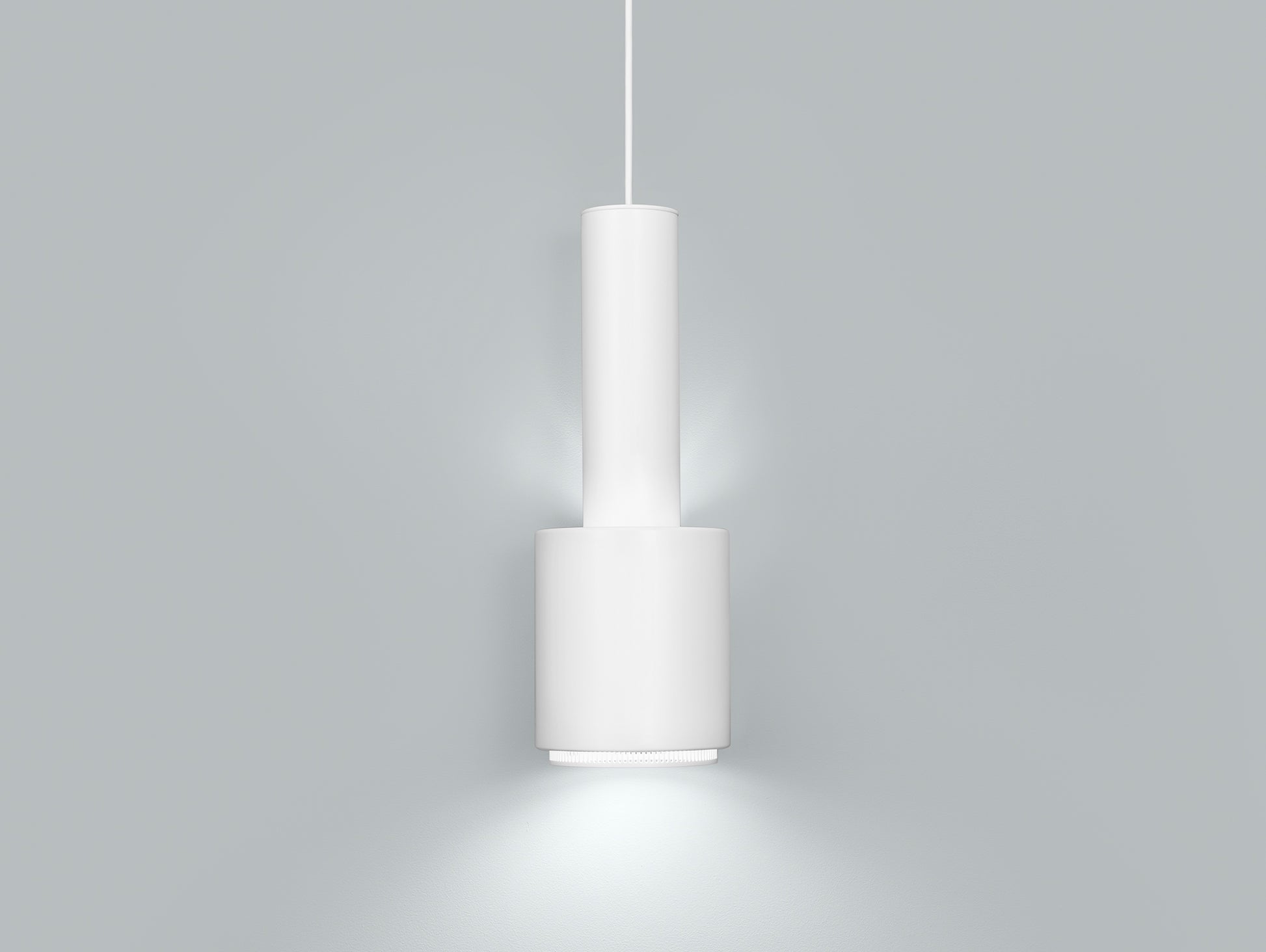 A110 Hand Grenade Pendant Light by Artek - White Powder Coated Steel Shade with White Lacquered Ring