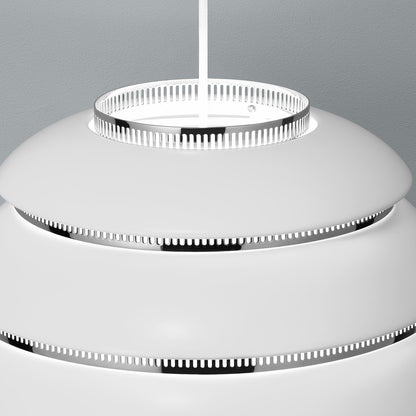A331 Beehive Pendant Light by Artek - White Aluminium Shade with Chrome Rings