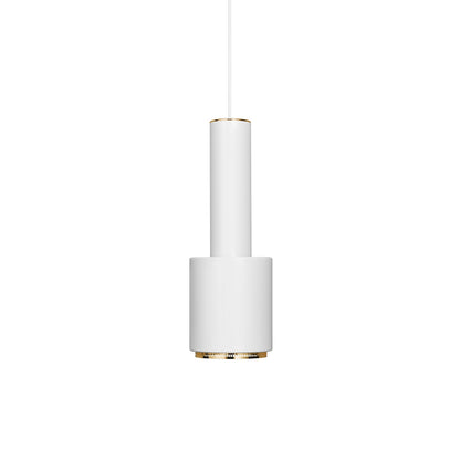 A110 Hand Grenade Pendant Light by Artek - White Powder Coated Steel Shade with Brass Plated Ring