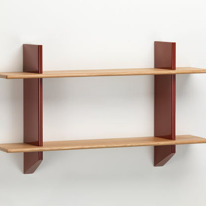 Rayonnage Mural by Vitra - Oiled Solid Oak Shelves / Japanese Red Wall Brackets