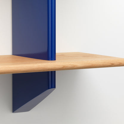 Rayonnage Mural by Vitra - Oiled Solid Oak Shelves / Bleu Marcoule Wall Brackets