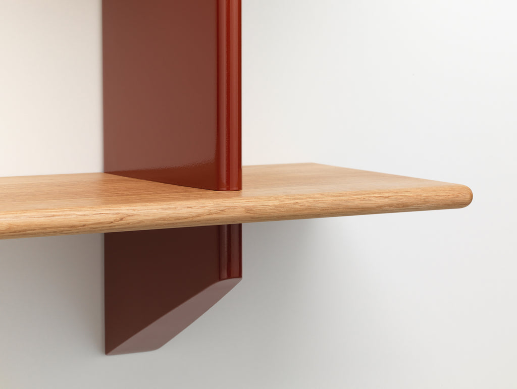 Rayonnage Mural by Vitra - Oiled Solid Oak Shelves / Japanese Red Wall Brackets