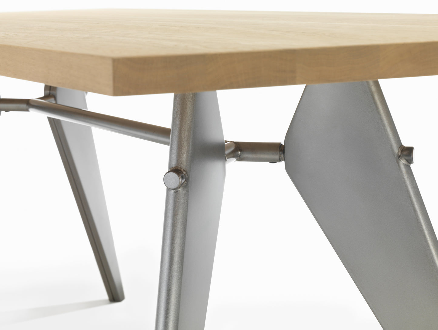 EM Table (Solid Oak Tabletop) by Vitra - Solid Oak Tabletop / Metal Brut Base