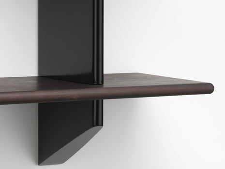Rayonnage Mural by Vitra - Dark Stained Solid Oak Shelves /  Deep Black Wall Brackets