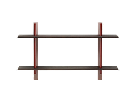 Rayonnage Mural by Vitra - Dark Stained Solid Oak Shelves / Japanese Red Wall Brackets