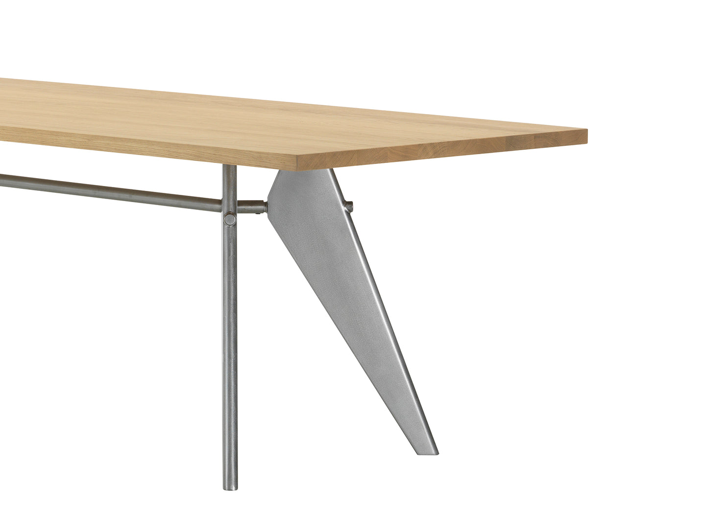 EM Table (Solid Oak Tabletop) by Vitra - Length 220 cm / Solid Oak Tabletop / Metal Brut Base