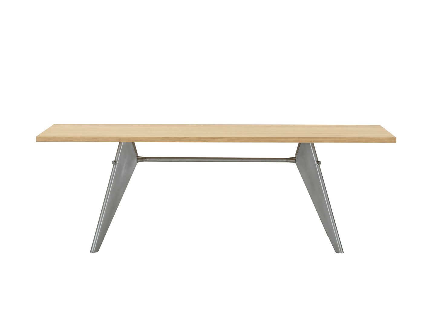 EM Table (Solid Oak Tabletop) by Vitra - Length 180 cm / Solid Oak Tabletop / Metal brut Base