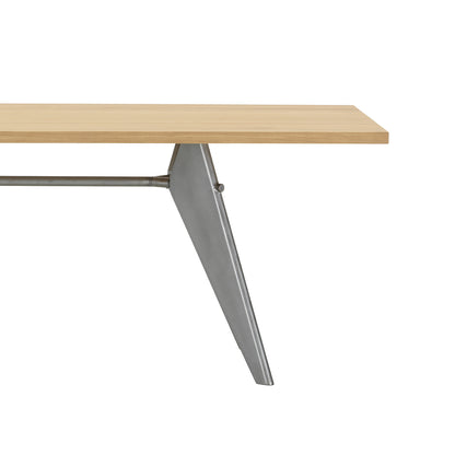 EM Table (Solid Oak Tabletop) by Vitra - Length 240 cm / Solid Oak Tabletop / Metal Brut Base