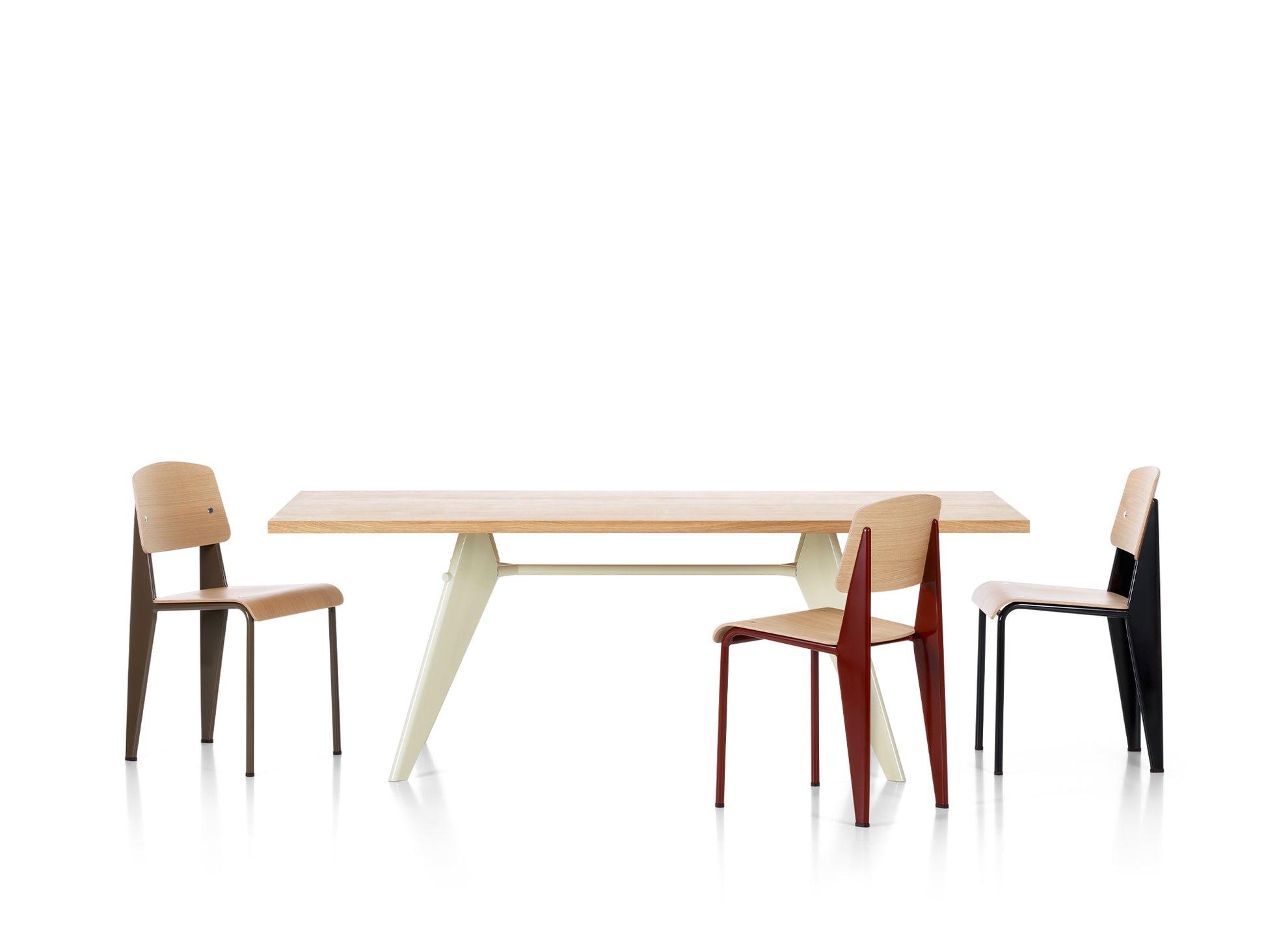 EM Table (Solid Oak Tabletop) by Vitra - Solid Oak Tabletop / Ecru Base