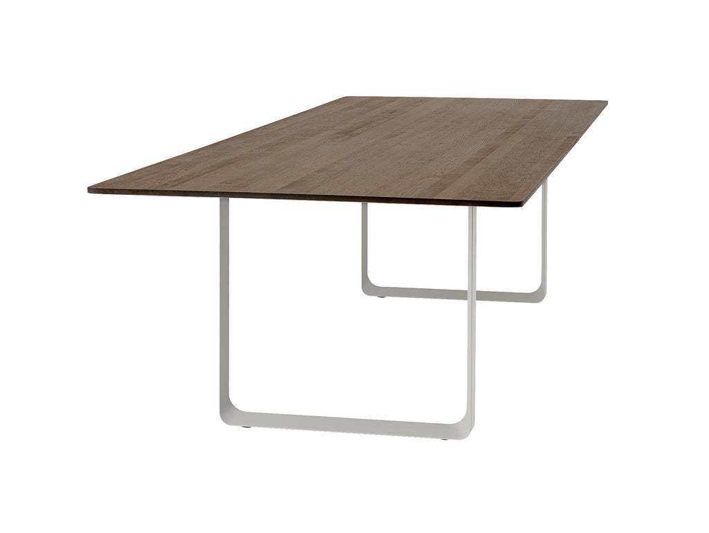 70/70 Table - Solid Smoked Oak Table Top with Grey Base / 295 x 108 cm
