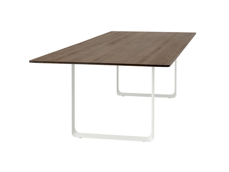 70/70 Table - Solid Smoked Oak Table Top with White Base / 295 x 108 cm