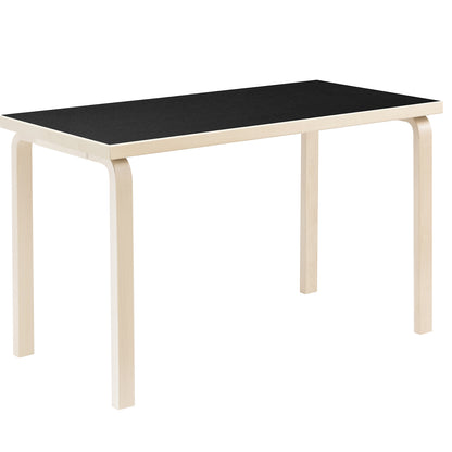 Aalto Table Rectangular 80A by Artek - Black Linoleum Top / Natural Lacquered Birch Legs