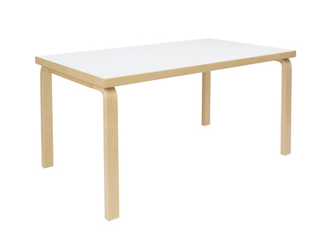Aalto Table Rectangular 82A by Artek - White HPL Top / Natural Lacquered Birch Legs