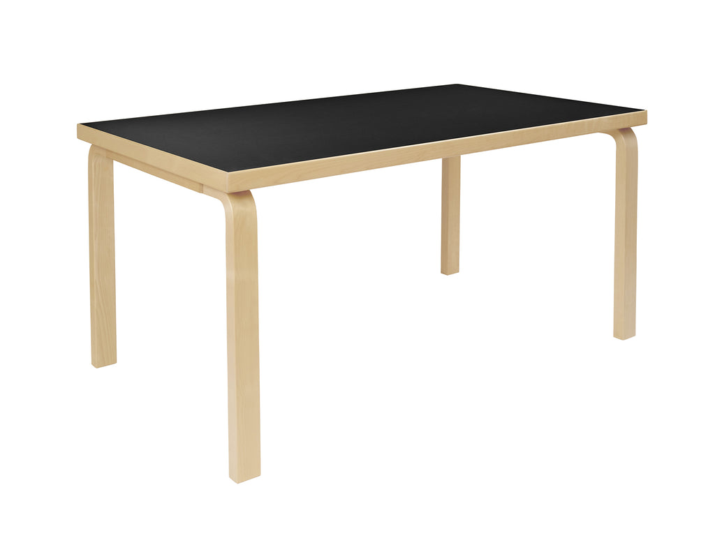 Aalto Table Rectangular 82A by Artek - Black Linoleum Top / Natural Lacquered Birch Legs