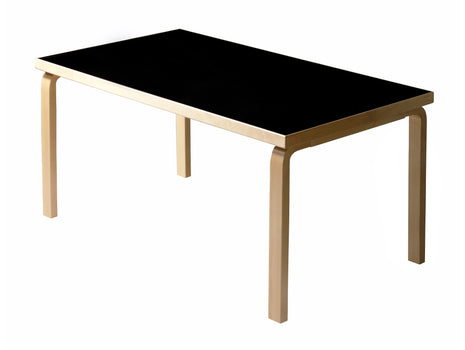 Aalto Table Rectangular 82B by Artek - Black Linoleum Top / Natural Lacquered Birch Legs