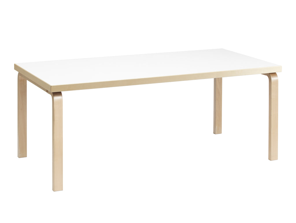 Aalto Table Rectangular 83 by Artek - White HPL Top / Natural Lacquered Birch Legs