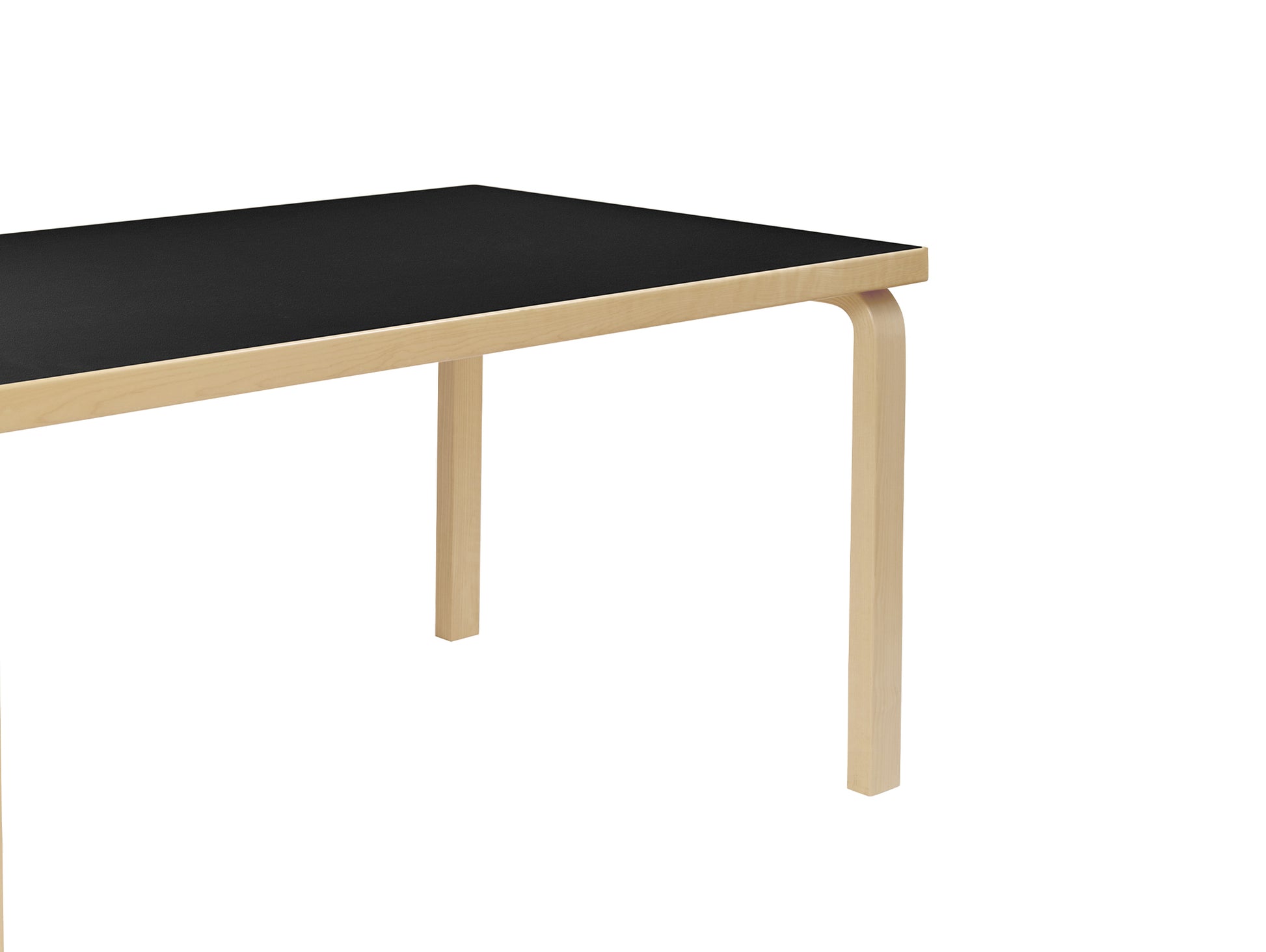 Aalto Table Rectangular 83 by Artek - Black Linoleum Top / Natural Lacquered Birch Legs