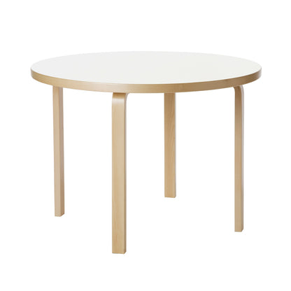 Aalto Table Round 90A by Artek - White HPL Top / Natural Lacquered Birch Legs