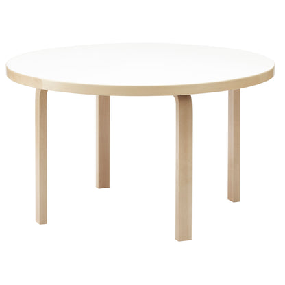 Aalto Table Round 91 by Artek -White HPL Top / Natural Lacquered Birch Legs
