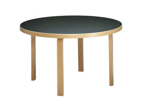Aalto Table Round 91 by Artek -Black Linoleum Top / Natural Lacquered Birch Legs