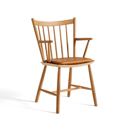 HAY J42 oiled oak chair / cognac sense leather seat cushion 