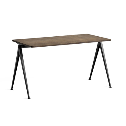 Pyramid Table 01 by HAY - Length: 140 cm / Width: 65 cm / Smoked Solid Oak / Black Frame 