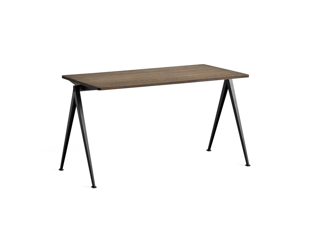 Pyramid Table 01 by HAY - Length: 140 cm / Width: 65 cm / Smoked Solid Oak / Black Frame 