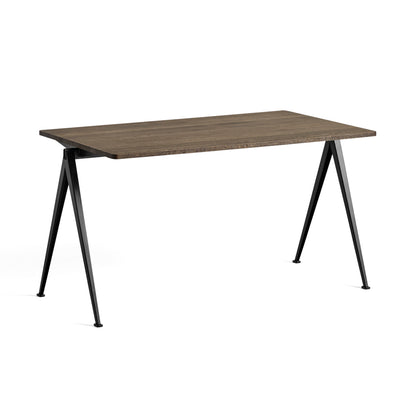 Pyramid Table 01 by HAY - Length: 140 cm / Width: 75 cm / Smoked Solid Oak / Black Frame 