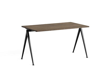 Pyramid Table 01 by HAY - Length: 140 cm / Width: 75 cm / Smoked Solid Oak / Black Frame 
