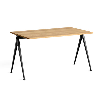 Pyramid Table 01 by HAY - Length: 140 cm / Width: 75 cm / Clear Lacquered Oak / Black Frame